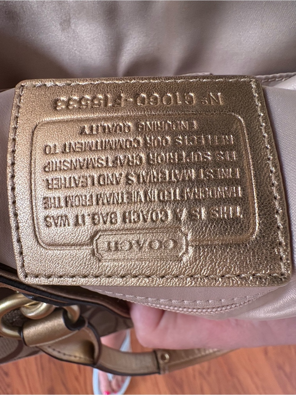 Coach Brown Signature Tote with Gold Trim - Picture 2 of 6